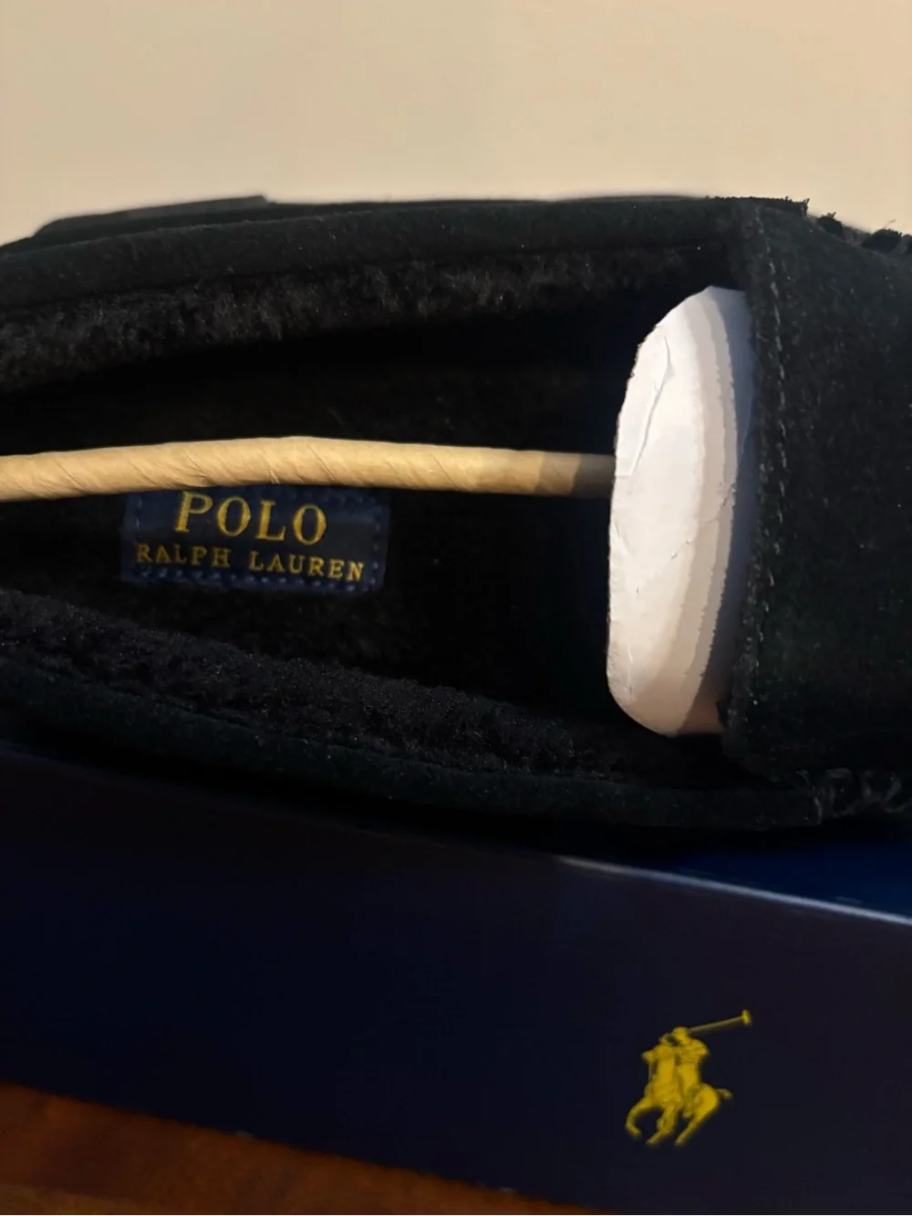 Polo Ralph Lauren Men’s Black Suede Moccasin Loafers w/ Brenan Polo Bear size 8